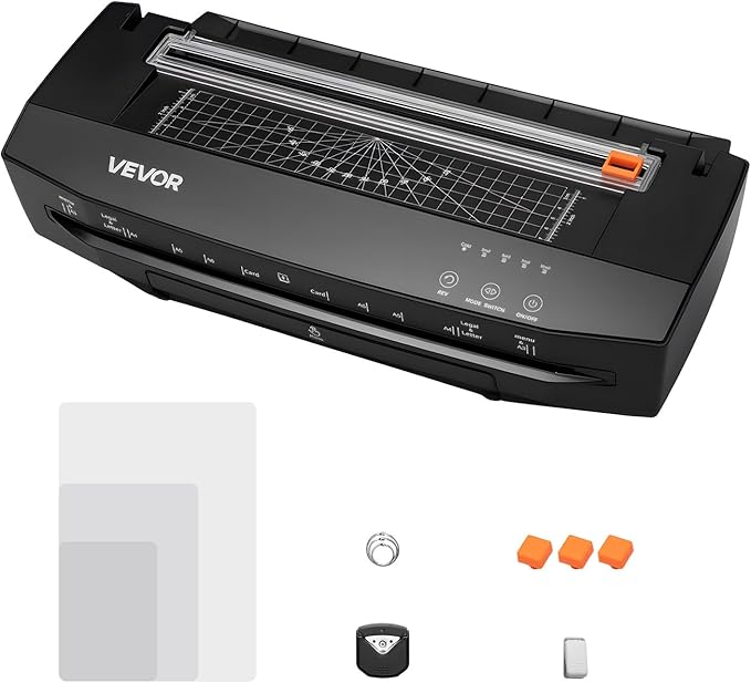 VEVOR Laminator Machine, Cold and Hot Laminator for Max A3 Paper Size, 1 min Quick Warm Portable Laminator, 3-10 mil Thickness, Ideal for Home, Office, Business, or School Supplies, Black