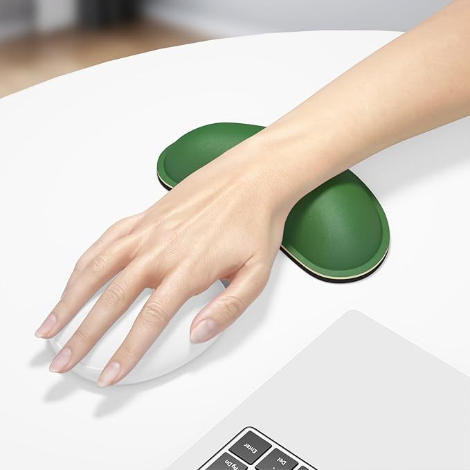 Dapesuom Mouse Wrist Rest, Ergonomic Memory Foam Mouse Wrist for Computer Desk Mats Support, Hand Rest Pad Cushion for Gaming, Office, Laptop, Men, Women, Pain Relief & Easy Typing, Forest Green