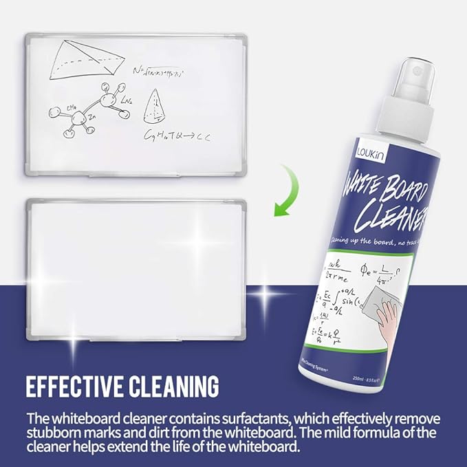 loukin Magnetic Dry Erase Eraser, Whiteboard Eraser, Glass Board Remover, 3.4 fl oz Whiteboard Cleaner Included, for Classroom, Home and Office Use (White)