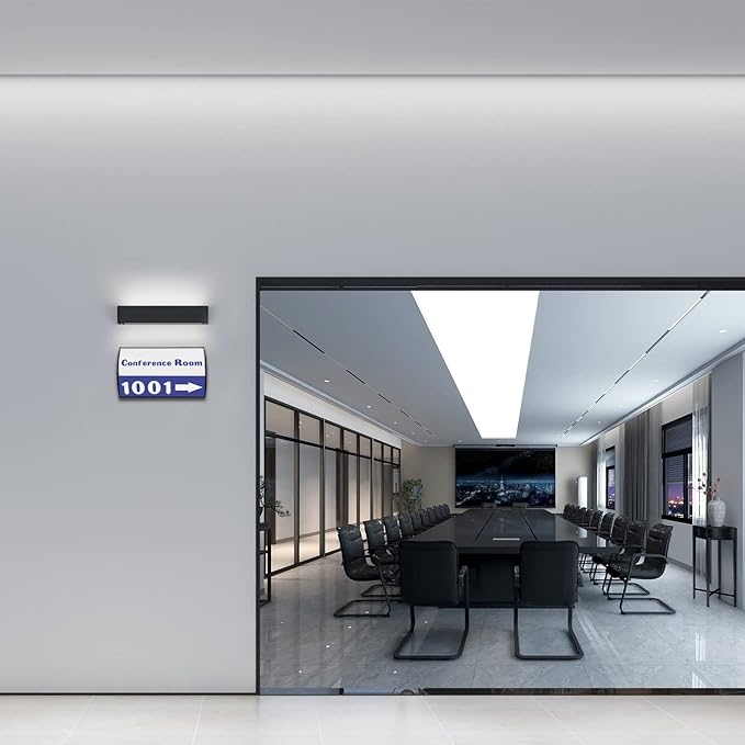 Office Sign Holder for Door - Curved Mount Name Plate Holder Frame Display 10 x 6 Inches Sturdy Aluminum with Adhesive Tape , Plastic Film Included