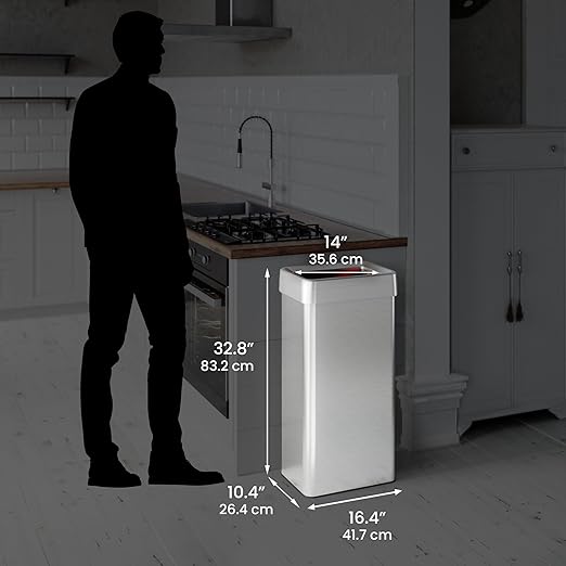 iTouchless 21 Gallon Open Top Recycling Bin and Kitchen Trash Can, Rectangular Commercial Grade Stainless Steel, 80 Liter Trashcan for Home Office Work Bedroom Living Room Garage Extra-Large Capacity