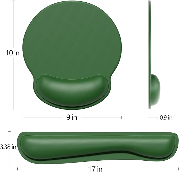 Dapesuom Keyboard Wrist Rest and Mouse Pad with Wrist Support, Cute Memory Foam Cushion for Keyboard and Mouse Set, Ergonomic Pad Rests with Non Slip Base for Easy Typing & Pain Relief, Forest Green