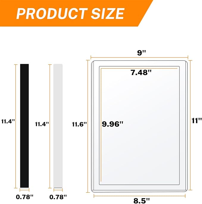 10 Pack Magnetic Sign Holder 8.5x11 Plastic, Writability Clear Sign Holders with Magnet Strips and Adhesive Strips for Office Retail Store Wall Display, Warehouse/Lift Document Display