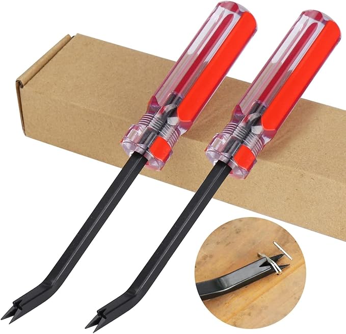Staple Remover Tool, 2-Pack Upholstery Staple Puller with Double Prongs, Tack & Nail Lifter for Furniture, Floor, Wooden Case, Photo Frame, Carpet