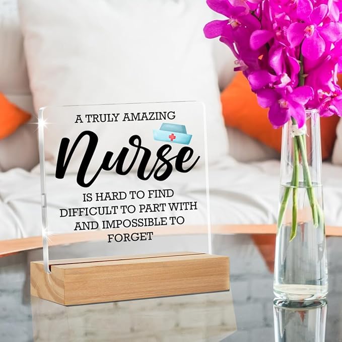 Nurse Appreciation Gift - Truly Amazing Nurse Clear Desk Decorative Sign for Retirement, Leaving, New Job - Home Office Acrylic Decor