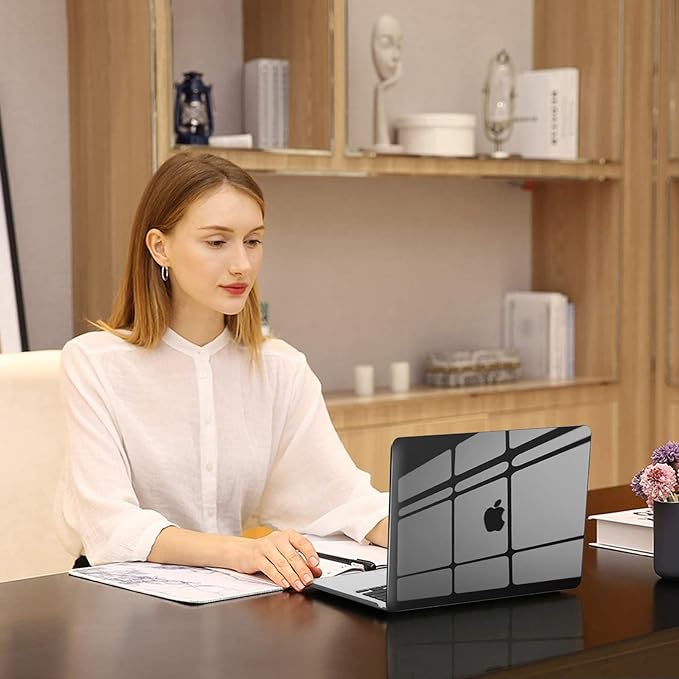 MOSISO Compatible with MacBook Air 13 inch Case 2025 2024 2023 2022 M4 A3240 M3 A3113 M2 A2681, Plastic Hard Shell&Keyboard Cover&Screen Film&Type C for MacBook Air 13.6 inch Case, Smoke Black