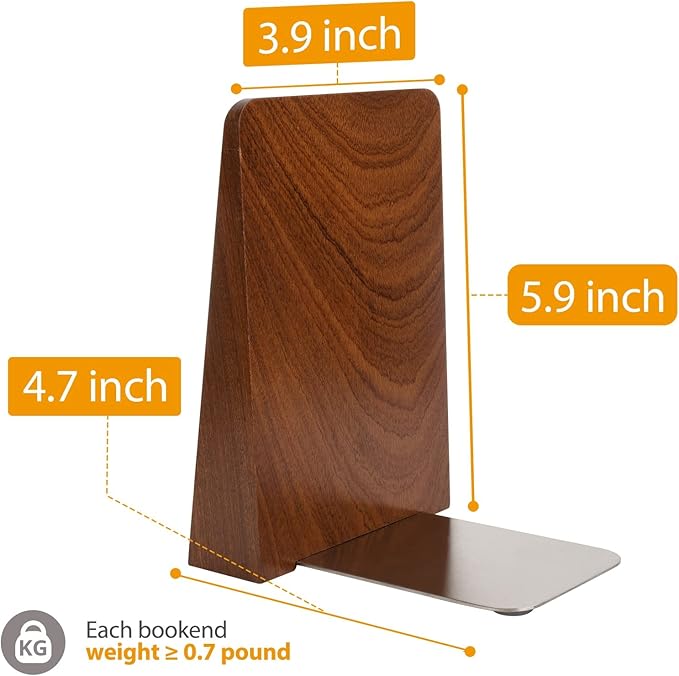 Wood Handmade Heavy Duty Bookends for Shelves Decorative Book Ends to Hold Books for Office