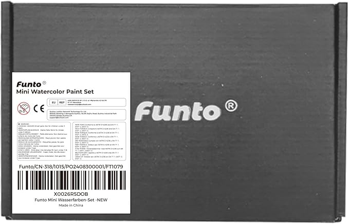 Funto Mini Watercolor Paint Set, All-In-One Walnut Wood 8-Color Premium Pocket Travel Paint Kit, with Crossbody Bag, Watercolor Journal, Metal Clip, Paint Water Cup, Water Brush, Ideal for Art Lovers
