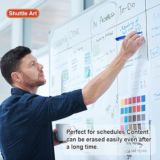 Shuttle Art Wet Erase Markers, 15 Pack Blue 1mm Fine Tip Smudge-Free Markers, Use on Laminated Calendars, Overhead Projectors, Schedules, Whiteboards, Transparencies, Glass, Wipe with Water