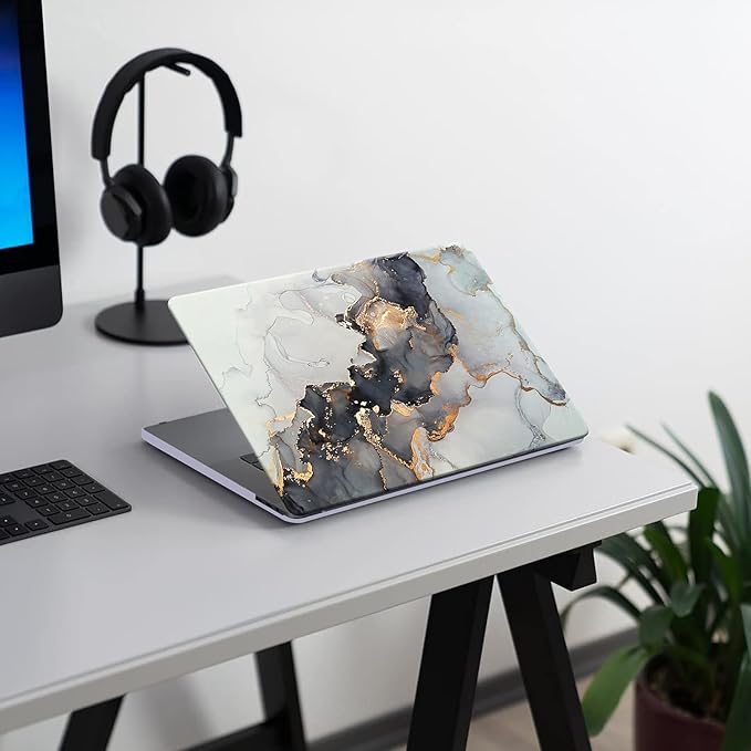 KEROM Compatible for MacBook Air 13 inch Case 2025-2022 M4 M3 M2 A3240 A3113 A2681, MacBook Air M4 13 inch Case, Protective Plastic Hard Shell & Keyboard Cover for Mac Air 13.6'', Blue Gold