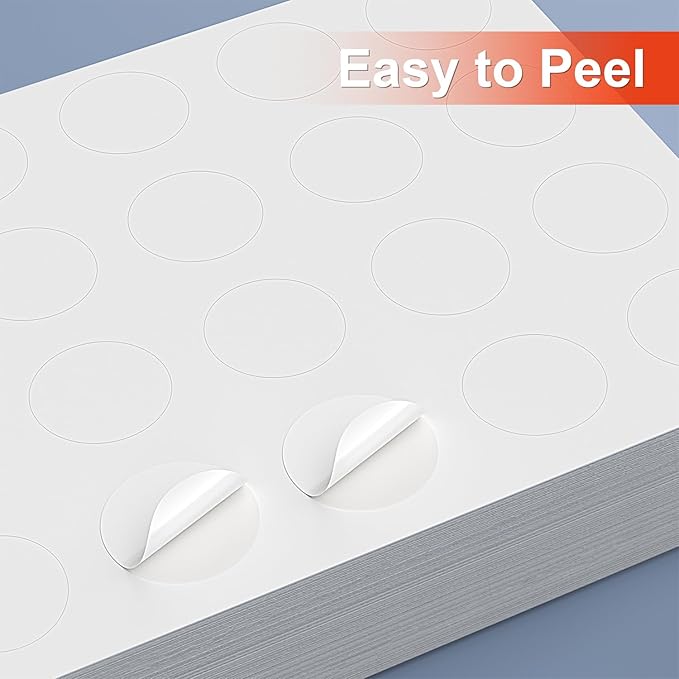 Methdic 1.5" Diameter High Visibility Printable Round Labels,Matte White,600 Customizable Blank Stickers