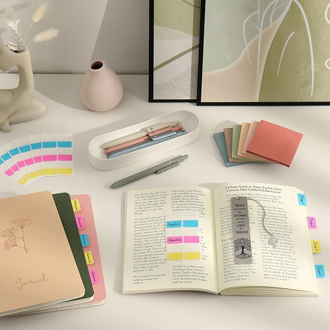 Stationery Gift Set, Bible Journaling Kit with 3PCS A5 Spiral Notebooks, Gel Pens, Steel Bookmark, Sticky Notes & Tabs, Gift Box - Aesthetic Desk Accessories Office Supplies for Women