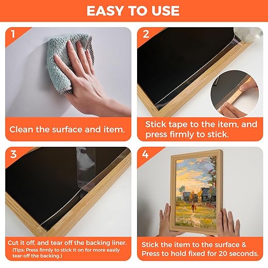 Strong Double Sided Tape Heavy Duty Double Sided Tape for Walls, 1.18" x 120" Clear & Tough Nano Tape Double Sided Mounting Tape, Removable Wall Tape for Hanging Picture, Poster, Carpet (10FT)