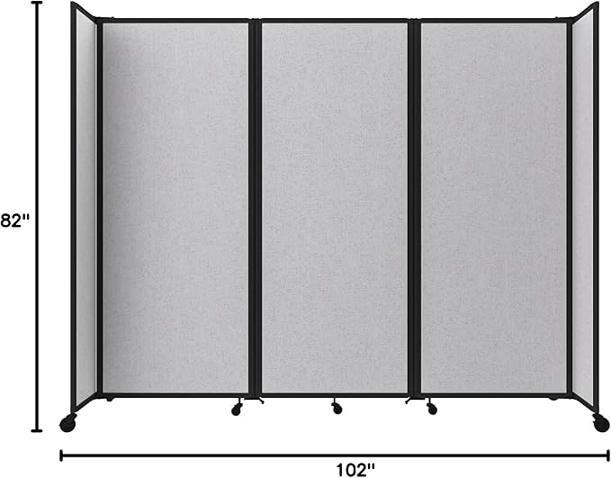 Versare Room Divider 360 Portable Wall Partition | Folding Panels | Large Freestanding Divider | Locking Wheels | Temporary Room Separator