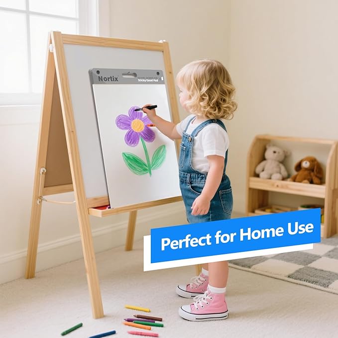 Nortix Flip Chart Paper, Sticky Easel Pads, Chart Paper for Teachers,Super Adhesive & Bleed-Resistant, Mini Self-Stick Easel Paper for Classroom/Office, 15 x18 inch, 30 Sheets/Pad, 4 Pads