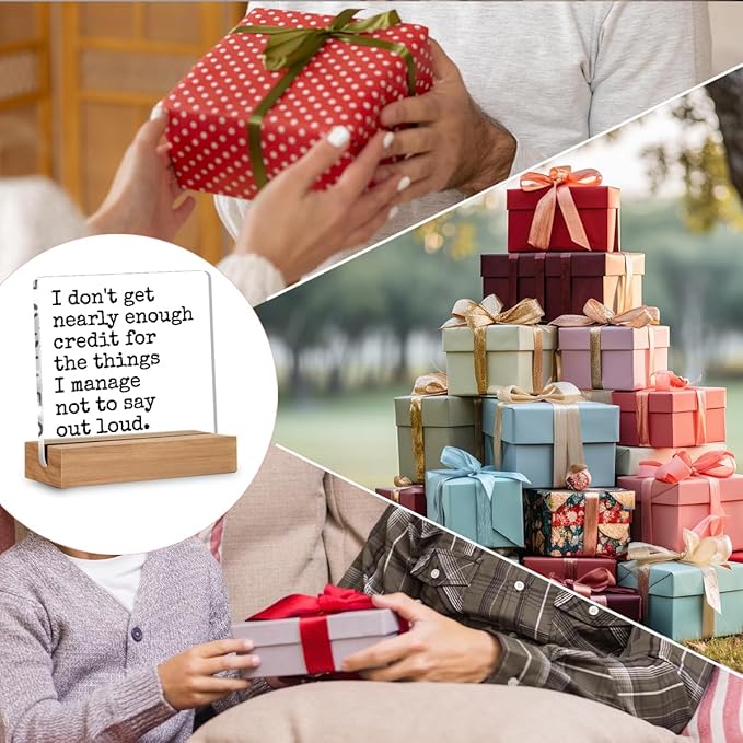 Funny Office Gifts for Women Men Coworkers, Funny Office Desk Signs Decor for Work, Sarcastic Quote Decorative Acrylic Plaque