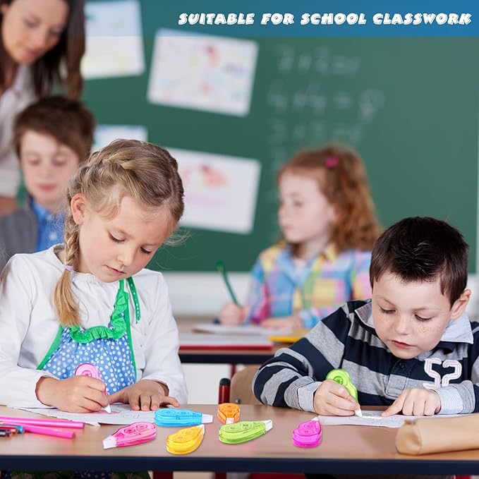 Chivao 100 Pack Mini Correction Tape Bulk Ink Corrector Eraser Tape Set Cute Aesthetic Colorful Instant Correction Applicator for Office School Student Stationery Supplies, 0.2 x 158 Inch(Rainbow)