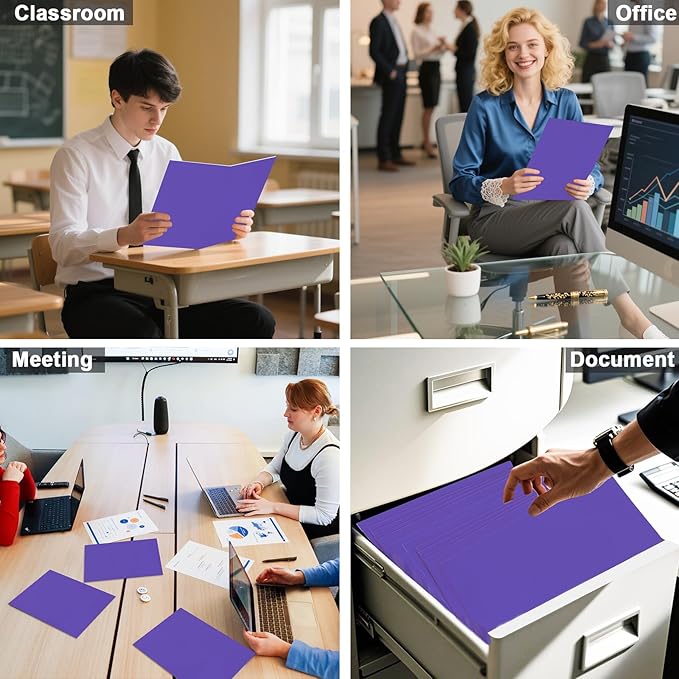 Folders with Pockets, LAYZZ 60 Pack Paper Pocket Folders, 2 Pocket Folders Fits Letter Size Paper, for School Office and Home (Purple)