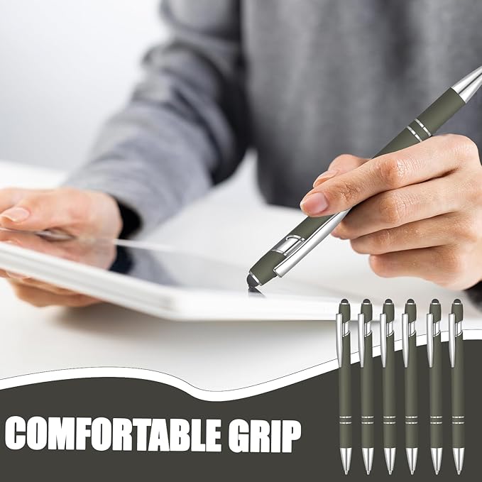 36 Pcs Blue Ink Ballpoint Pen with Stylus 2 in 1 Ballpoint Pen for Touch Screens School Office Coworkers (Coffee)