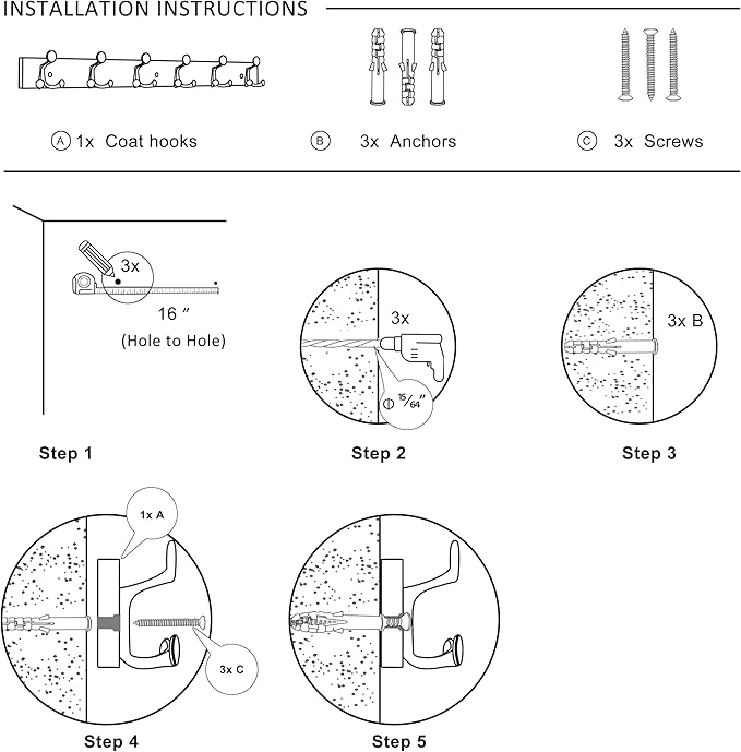 SKOLOO 39-Inch White Wood Coat Rack Wall Mount with 6 Triple Hooks - Ideal for Family Entrances, Classrooms, and Pet Supplies Storage - Perfect Coat Hooks for Wall, Pack of 2