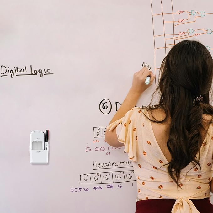 loukin Inventive All-in-One Dry Erase Eraser, Novel Replaceable Whiteboard Eraser with Built-in Cleaner, Unique Glass Board Erasers, Includes 2 Refill Pads, 1 Magnetic Holder, 2 Markers
