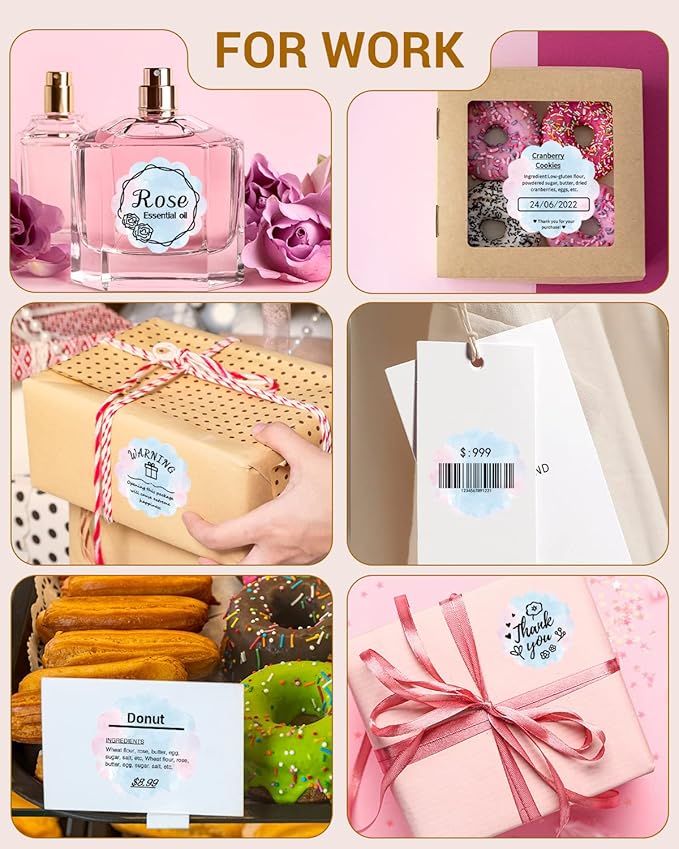 Phomemo Flower 2" Color Round Label Stickers Roll for Thermal Printer for Small Business Supplies - Commercial Grade Thermal Labels for Custom Stickers Personalized & Business Logo - 500pcs / Roll