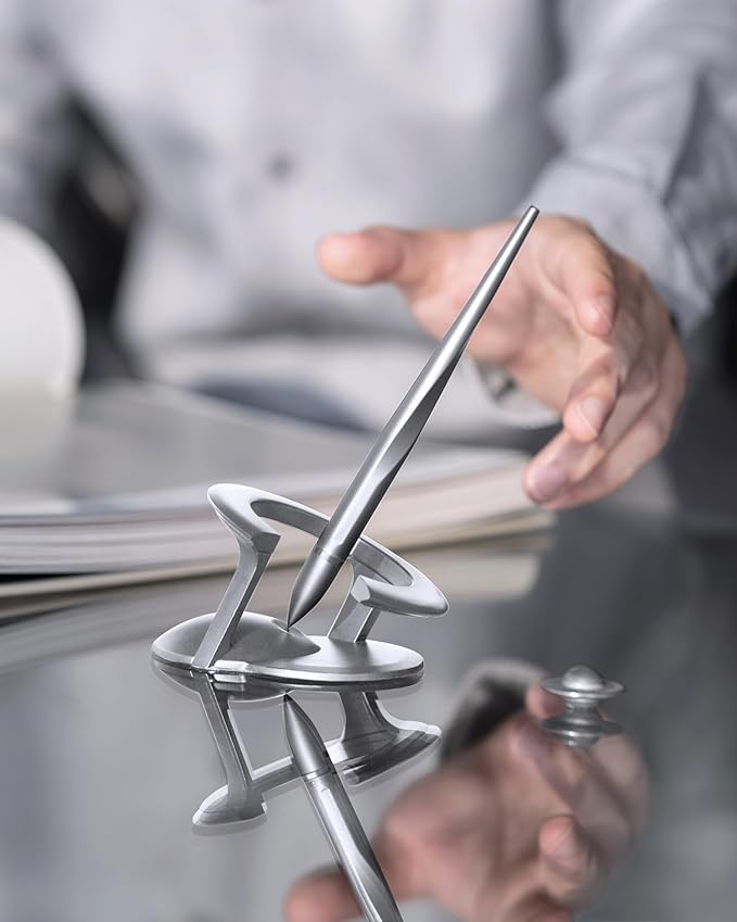 novium Hoverpen Interstellar - German-engineered Ballpoint Pen with Magnetic Features, Starlight Silver