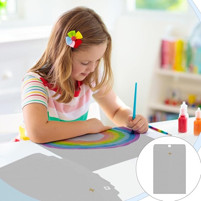 Geyee 50 Pcs 9 x 12 Inch Gray Manilla Clasp Envelopes Letter Size Mailing Envelopes with Clasp Closure for Filing Storing Documents Office Home Business School