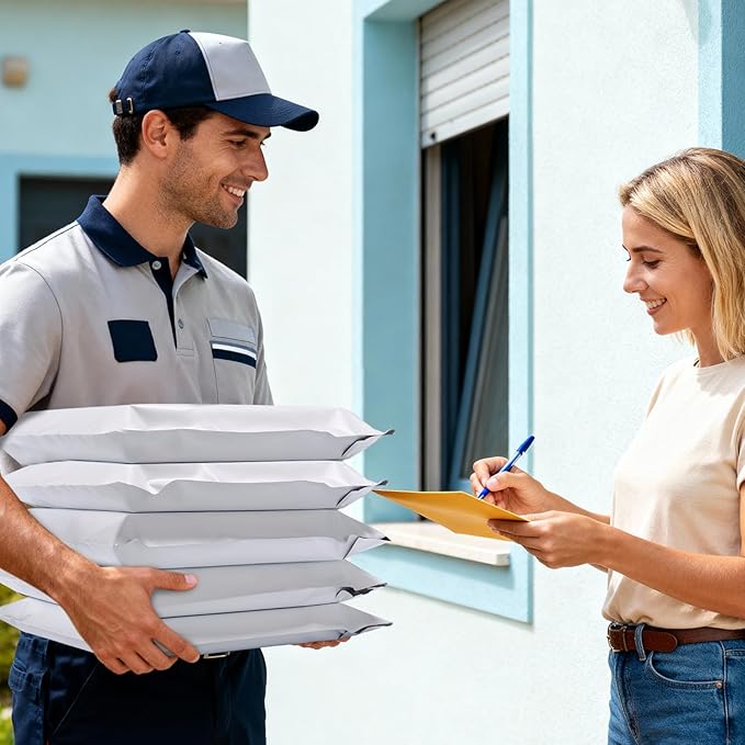 Fuxury 100 Pcs 12x15.5" Poly Mailers,Heavy Duty Shipping Bags for Clothing,Self Seal Plastic Mailing Envelopes for Books Packaging Postal Return Business,White