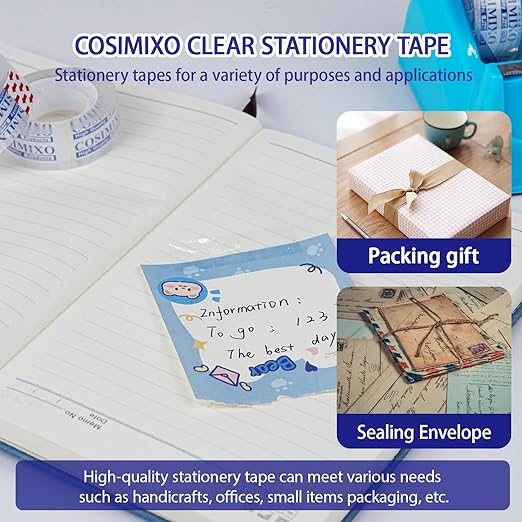 COSIMIXO 48Rolls Crystal Clear Tape Refills for Dispenser, 3/4Inch x 1000 inch,Bulk Transparent Tape,Office Stationery Tape for Home and School
