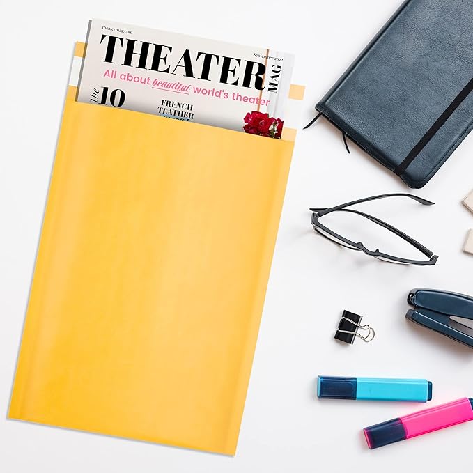 ABC PACK & SUPPLY Yellow Kraft Bubble Mailer Envelopes, 12.5 x 19 Inches. 50 Pack Mail Padded Envelopes Self Seal. Kraft Bubble Mailers. Tear-Resistant Mailing Envelope Padded. Sturdy Paper Mailer