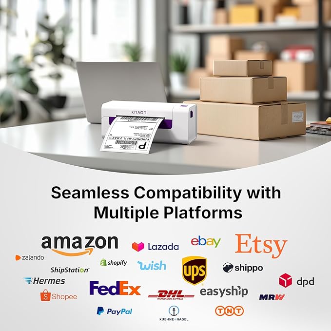 AirPrint Thermal Label Printer, Wireless Wi-Fi Shipping Label Printer 4x6 for iPhone, iPad, Mac,Compatible with Android&Windows, Included Label Holder – Ideal for Small Business, Amazon, Shopify