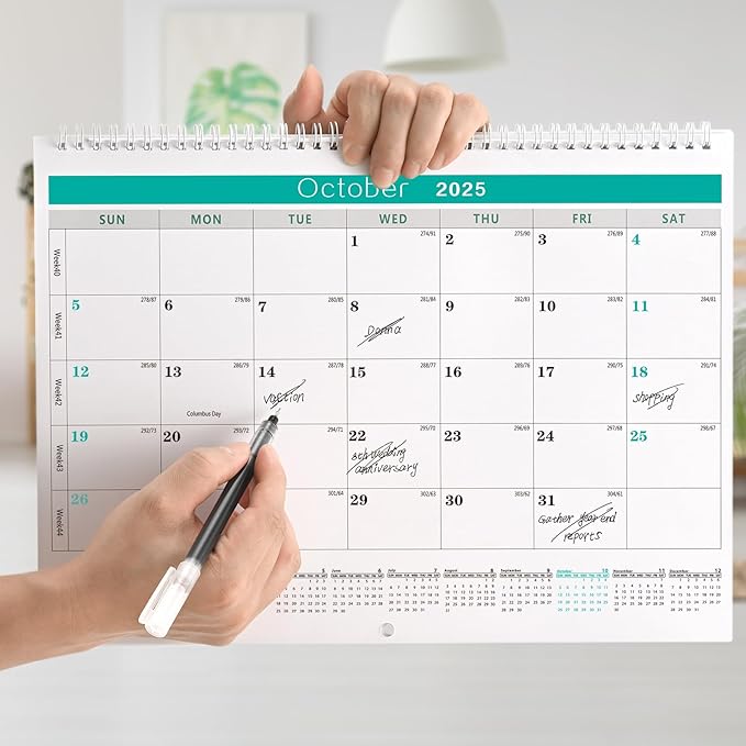 Wall Calendar -Calendar 2025-2026 from Jan. 2025 to Jun. 2026,18 Months Calendar,13.7"×11"Thick Paper with festival Dates and Ruled Blocks for Home or Office New Year and Christmas Gifts