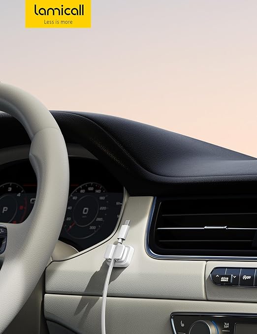 6Pack Cord Organzier Spring Clip Holder - Lamicall 3-in-1 Small Clips for Desk Cable Management, Adhesive Adjustable Cable Clips Holder for Charger Wire, USB Cord, Office, Car, Desk Accessories