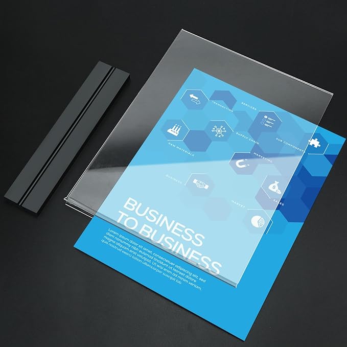 Seencool 8.5x11 Acrylic Sign Holder Vertical Double-Sided Tabletop Sign Holder with Black Base, Plastic Picture Frame Paper Holder, Clear Menu Display Stand for Office Restaurant Store Home 8 Pack