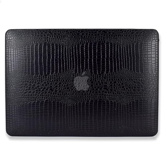 DTangLsm Compatible with MacBook Air 13 inch Case 2025 2024-2022 M4 A3240 M3 A3113 M2 A2681, Crocodile Skin Alligator PU Leather Hard Shell Case and Keyboard Cover, Black