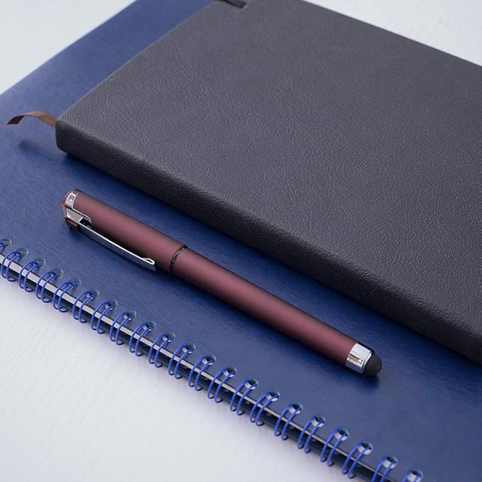 MiSiBao 0.7mm Black Ink Gel Ink Rollerball Pens 2 in 1 Medium Point Pens with Stylus Work Pen Smooth Writing for Office Black gel pen (Burgundy-18pack)