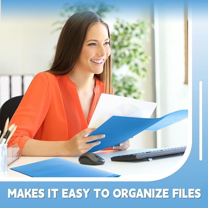 Henoyso 150 Pcs Plastic Folders with Clear Front Pockets Bulk Heavy Duty File Folders with 2 Pockets and Card Slot for Student Teacher Back to School Supplies Office Presentation (Blue)