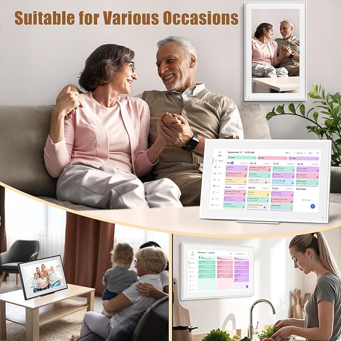 Digital Calendar: 15.6-inch Electronic Calendar & Chore Chart, Smart Touchscreen Interactive Display for Family Schedules–Wall Mount Included, Great for Organizing Your 2025-2026 Wall Planner