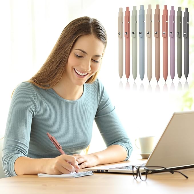 Epakh Gel Pens, 10 Pcs 0.5mm Quick Dry Black Ink Fine Point Smooth Writing Pens High End Series Retractable Aesthetic Ballpoint for Office School Supplies Women Men Gifts(Morandi Color,Classic)