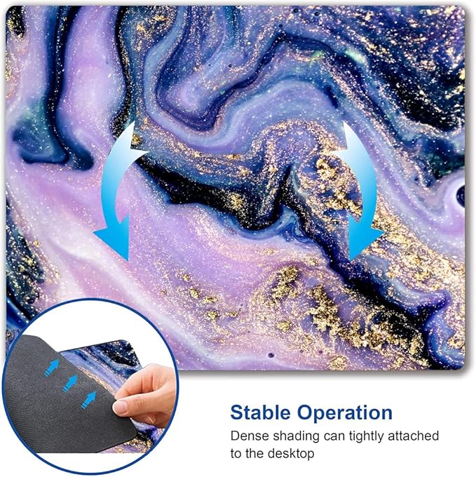 Mouse Pad, Purple Navy Gold Marble Mouse Pad, Premium-Textured Marbling Mouse Mat Square Waterproof Non-Slip Rubber Base Computer Mousepads for Office Laptop Desk