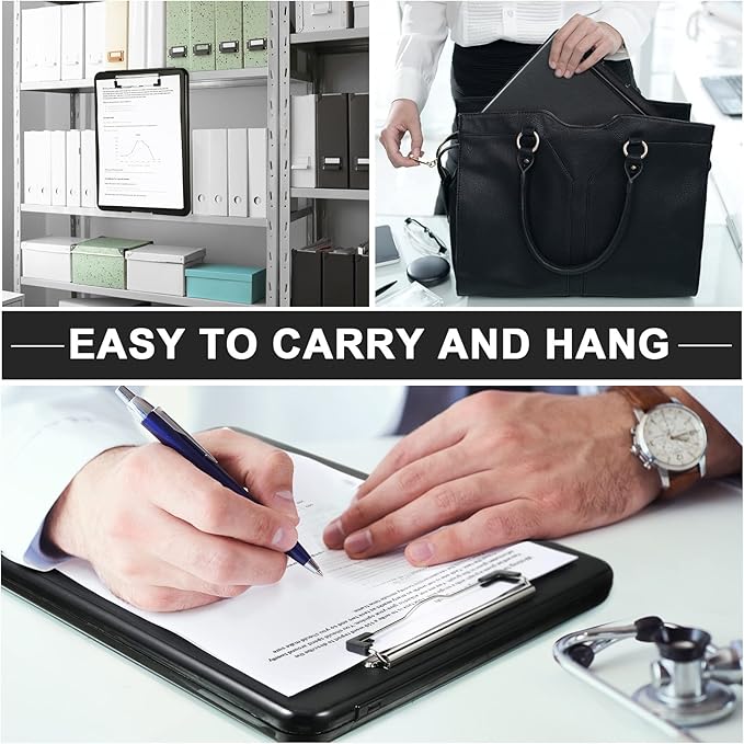 Geyee 24 Pcs Clipboard with Storage Plastic Foldable Nursing Clipboard Storage with Pen Holder 9. 5 x 13. 4 Inch Foldable Clip Board with Low Profile Clip for Student Teacher Nurse Office Supplies