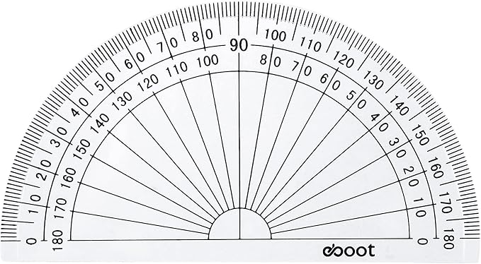 EBOOT 25 Pcs Math Protractors Plastic Protractor 180 Degrees, 4 Inches (Clear)