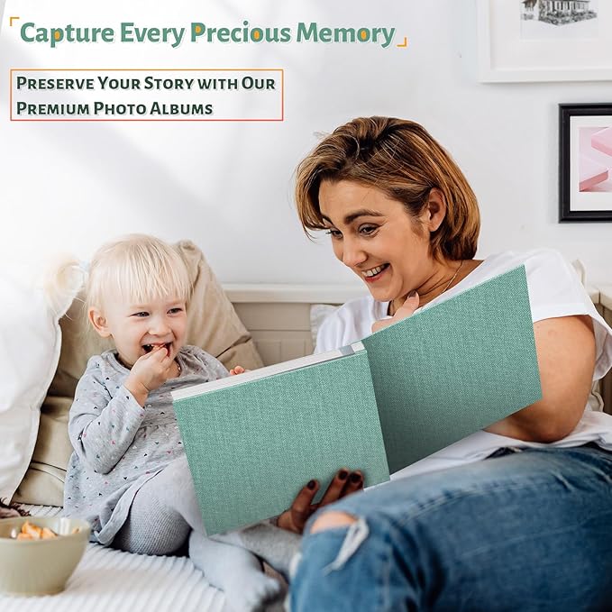 Photo Album Self Adhesive Scrapbook,60 Pages Large Photo Book for 4x6,5x7,8x10 Pictures,DIY Album for Baby Wedding Family Travel Birthday,with Metallic Pen and Scraper