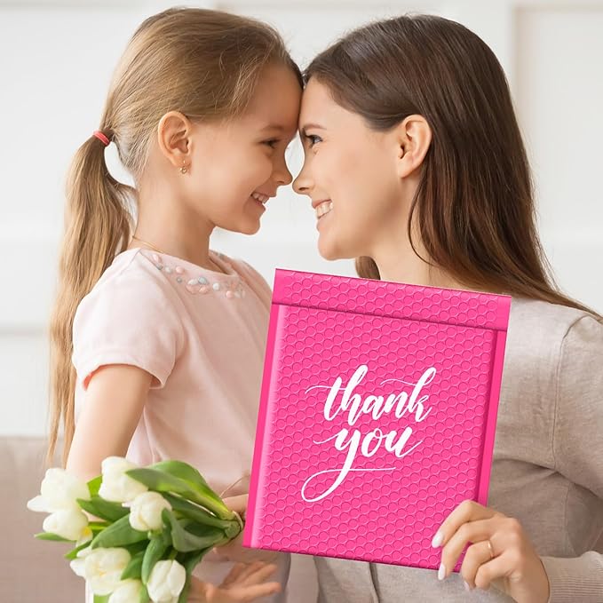 Fuxury Large Bubble Mailers 10.5x16" 40 Pack Self Seal Pink Padded Envelopes Waterproof Mailing Envelopes Bubble Padded Mailers for Packaging, Small Business #5