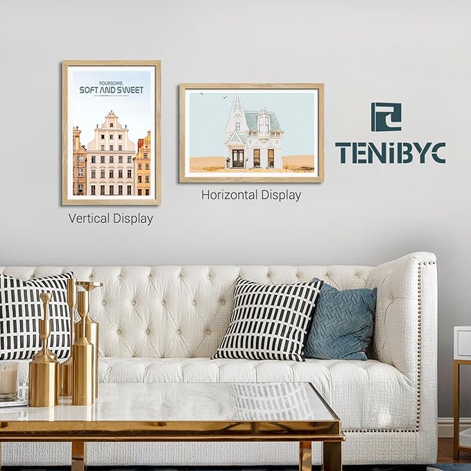 16x24 Poster Frame Set - 4 Pack, Natural Solid Wood Picture Frame, Elegant Wood Grain, Wall Gallery Photo Frame