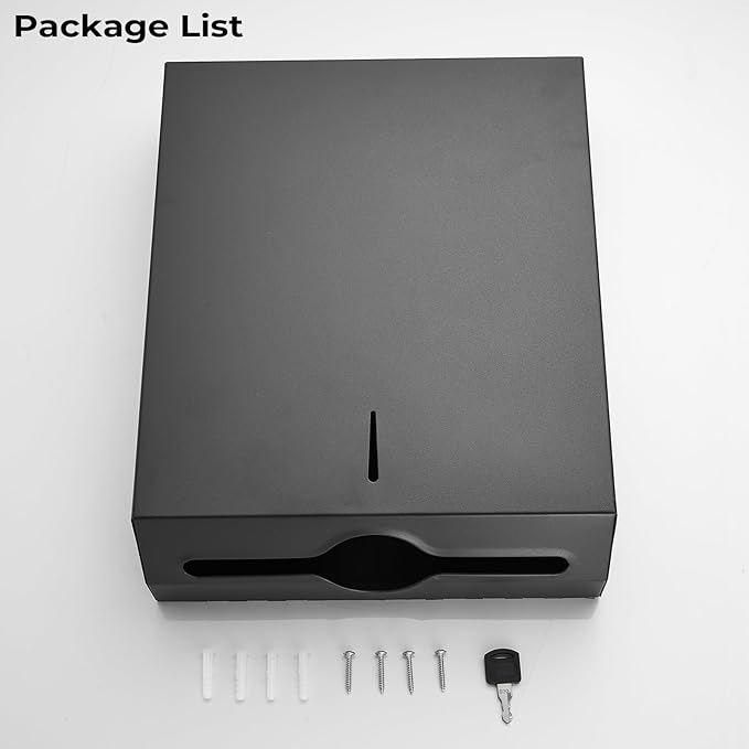 Paper Towel Dispenser Wall Mount - Multifold Trifold Paper Towel Dispensers, Large Capacity Stainless Steel Tissue Holder, Suitable for Bathrooms and Public Places Black