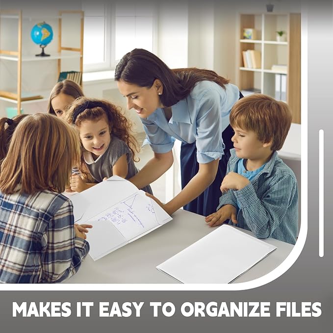 Henoyso 36 Pcs Plastic Folders with Clear Front Pockets Heavy Duty File Folders with 2 Pockets and Card Slot for Student Communication School Office Presentation Report (White)