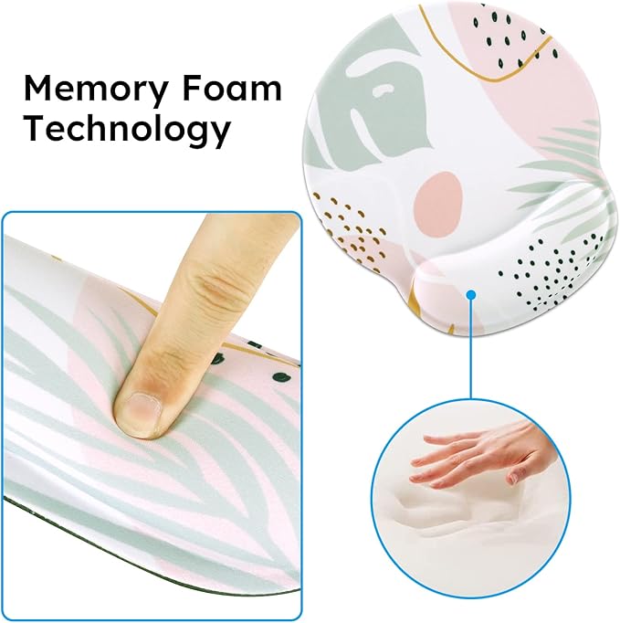 iCasso Desk Mat, Gaming Mouse Pad Wrist Support Set,4in1 XXL Large Mousepad + Keyboard Wrist Rest+Mouse Wrist Rest+Coaster Set with Ergonomic Design for Home Office Table Computer-Morandi