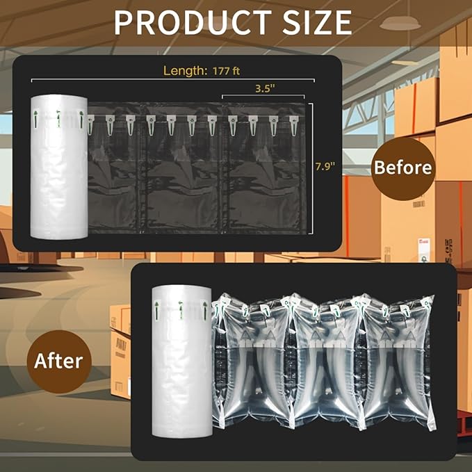 Air Pillows for Shipping 600 Count Inflatable Air Pockets Packaging Air Bags Cushioning Material, Box Filler Purse Stuffing to Keep Shape Alternative to Packing Peanuts 3.54'' x 7.87''